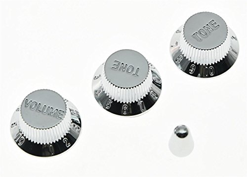 KAISH Chrome Plastic ST/Strat Style Guitar Knobs and 5 Way Switch Tip Cap for USA Stratocaster