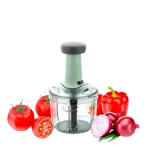 Leawall Food Chopper Push chopper, Steel Large Manual Hand-Press Vegetable Chopper Mixer Cutter to Cut Onion, Salad, Tomato, Potato (900ml)