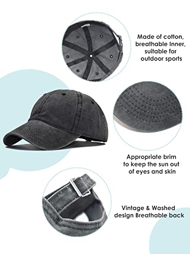 Century Star Womens Baseball Caps For Men Baseball Hat Distressed Cotton Dad Hat Summer Adjustable Golf Runing Hat Solid Black One Size #TOP3