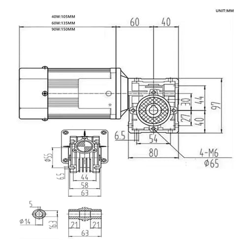 Moteur à engrenage vis sans fin 40W 220V à vitesse variable - 2