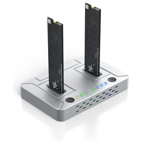 Dual-Bay M.2 NVMe/SATA SSD Cloner: Coolpie CR220 Physical Toggle Switch for Copy/JBOD Mode, 20Gbps USB-C, Supports 2230-22110, 8TB per Slot (16TB Total) Cover