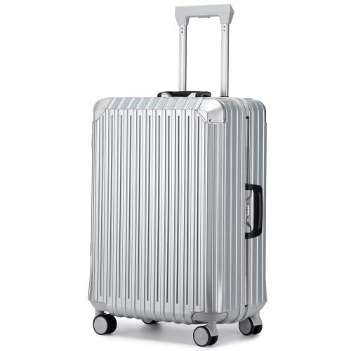 Leaves King Luggage Aluminum Frame Suitcase, 100% Pc Hard Shell Carry On Luggage With Tsa Lock, Zipperless Suitcae With Wheels (24Inch, Silver) #TOP14