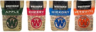 Western BBQ Smoking Wood Chips Variety Pack Bundle (4)- Apple, Mesquite, Hickory,