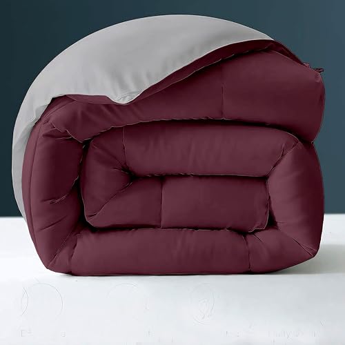 Image of Day Care - 500 GSM Hotel Quality-Down Alternative Reversible Comforter (90 inch x 100 inch Inches /228cm x 228cm) - Comforter Double Bed|Wine /Silver