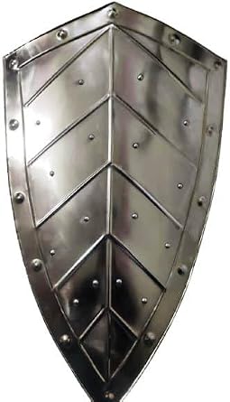 Medieval Knight Pointed Shield  LARP Reenactment Cosplay Heater Shield  Functional Armour Knight Battle Shield Handmade Battle Warrior Cosplay Leaf Shield, 28 Inches