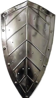 Medieval Knight Pointed Shield ~ LARP Reenactment Cosplay Heater Shield ~ Functional Armour Knight Battle Shield Handmade Battle Warrior Cosplay Leaf Shield, 28 Inches