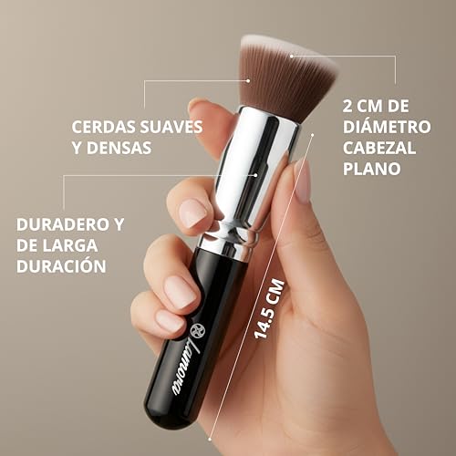 Brocha Base Maquillaje Fluido Kabuki Profesional - Brocha Foundation Contouring Polvos - Fibras Sintéticas Gruesas Negro - imagen 3