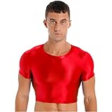 top hombres mas bellos del mundo Aspecto brillante, color liso, cuello redondo clásico y manga corta, corte ajustado, cropped longitud