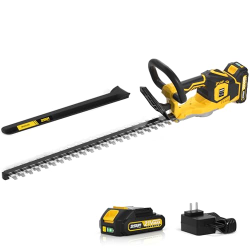 Hedge Trimmer Cordless(Battery & Charger Included), Electric Handheld Bush Shrub Trimmer, 22'' Edge Trimmer with 3/4'' Cutting Capacity & 3000RPM & BRUSHLESS, Compatible with Extension Pole, 4.4LBS by IMOUMLIVE - Used condition - US$29.39