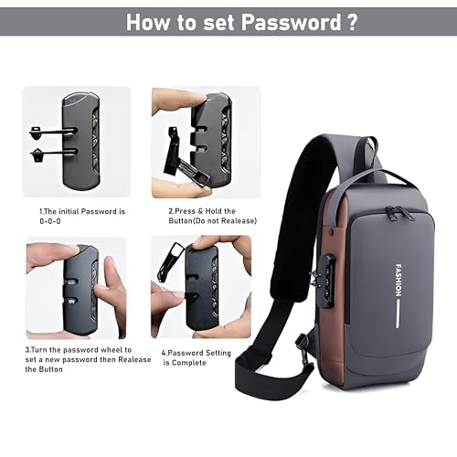 Image of DAHSHA Sling Bag for Men Stylish Crossbody Backpack for Men & Women, Anti-Theft Chest Bag with USB Charging Port, Messenger Bags, Casual Shoulder Bag (17 x 9 x 32 Cm)