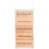 5-Piece Wood Mounted Rubber Stamp Set, Thank You Handmade Sentiment Stamps for Card Making, DIY Crafts, Gift Packaging and Scrapbooking Supplies