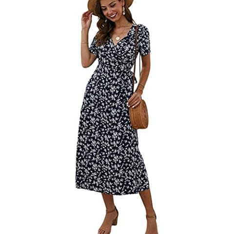Onsoyours Vestido Largo Bohemio Floral/Polka Dot con Cinturón Cover
