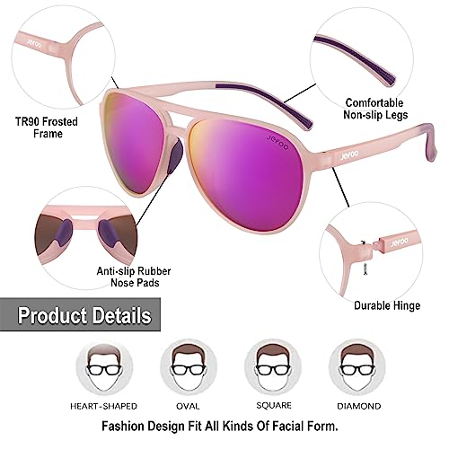 Image of Jefoo Polarized Aviator Sunglasses for Women Men Retro Trendy Sports Sunglasses for Outdoor UV400 Protection