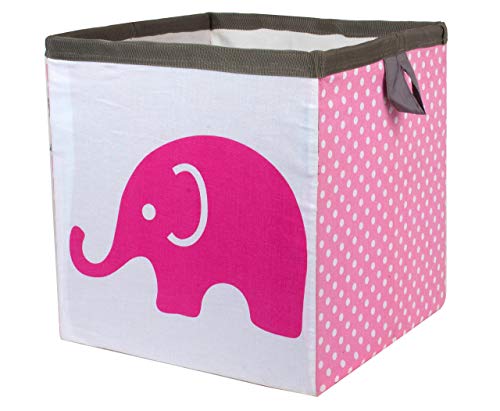 Bacati Elephants Storage Tote Basket, Pink/Grey, Small #TOP1