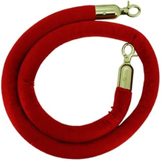 Viso REZO150RELA Velvet Barrier Rope with Brass/Gold Snap Hooks - Red