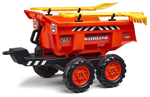 Falk Kubota Tilting Trailer with Shovel and Rake-for 3 Years-Made in France-Large Capacity Compatible with Tractors and Tractopelles 3/7 Years-940CE, 940K