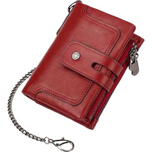 Portefeuille pour homme rouge flashy au design compact avec porte-monnaie