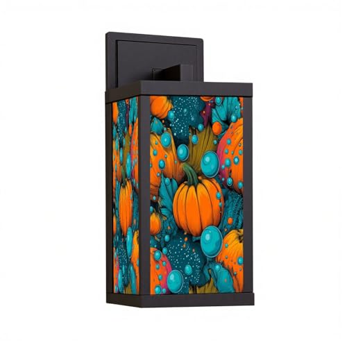 DERUINVAIO Outdoor Wall Light Fixtures Vibrant Autumn Pumpkins Colorful Bubbles