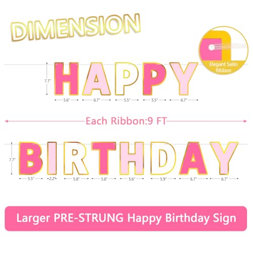Image of Pre-Strung Happy Birthday Banner - Roseo Pink Party Decorations