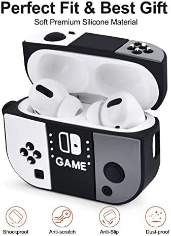 V-MORO Case Compatible with Airpods Pro 2 Case Cover, Soft Silicone Fashion Protective Skin Case for Airpods Pro 2nd Generation (2022), Classic Switch Design Case with Keychain,Black/White