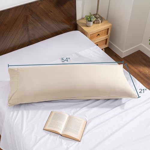 Image of Bare Home Microfiber Body Pillow Cover - Ultra Soft & Cooling - Double Brushed - Envelope Closure - Easy Care (21''x54'' Body Pillow Cover, Sand)