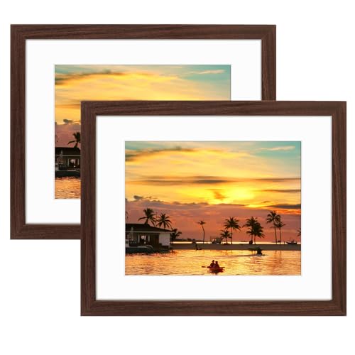 Frametory 11x14 Picture Frame Matted to 8.5x11 Brown, Set of 2