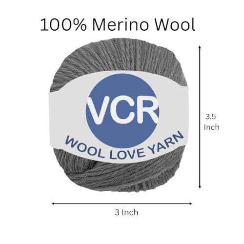 Image of VCR Dark Grey Yarn, 25 Grams Hank, 85 Meters Length, 100% Merino Wool, Pack of 1, Shrink-Resistant Soft, Warm and Premium Wool Yarn for Knitting, Crochet and Craft Projects