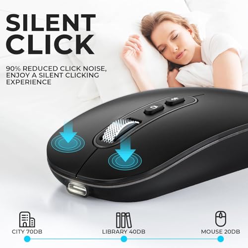 Image of RaceGT USB C Wireless Mouse, Rechargeable Dual-Mode Mouse(Type C and Bluetooth), Silent Mice for MacBook Air /Pro, Slim Portable Travel Mice for iPad Laptop PC Computer