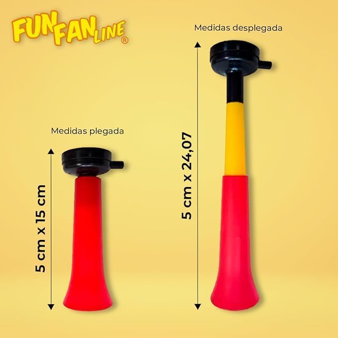 Packung Klappbare (Einziehbare) und Personalisierbare Vuvuzela-Trompeten | Kombinieren Sie 3 Farben | 108 DB Animationströte für Fußball, Konzerte und Events