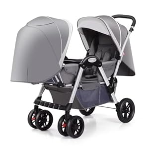 MEHWSAR Zwillings-Regenschirmkinderwagen Grau