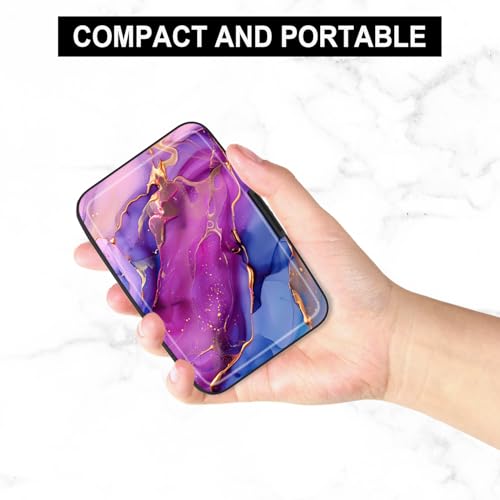 Image of Card Holder Credit Cards Holder for Women RFID wallet women Business Card Holder Wallet Mini Aluminum Card Wallet RFID Blocking Slim Metal Hard Card for Women, Marble Patterns