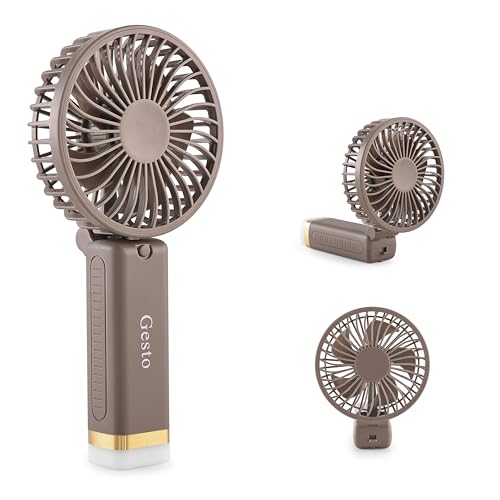 Gesto Portable Fan Rechargeable with LED Light – Foldable Mini Fa...