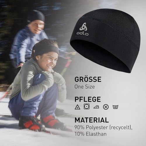 Odlo Mütze für Kinder Polyknit Warm Kids | Schwarz | Einheitsgröße | Winter Sportmütze | Beanie für Jungen und Mädchen