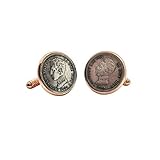  Gemelos para camisa: Genumis Africano - Moneda 50c peseta 1904 Plata España - Color Oro Rosa - 18 mm