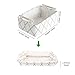 LUFOFOX Decorative Collapsible Rectangular Fabric Storage Bin Organizer Basket with Wooden Handles for Clothes Storage,12.6x8.7x4.7 inch,White