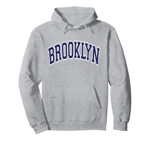 Brooklyn Arched Dark Blue Text Sweat à Capuche