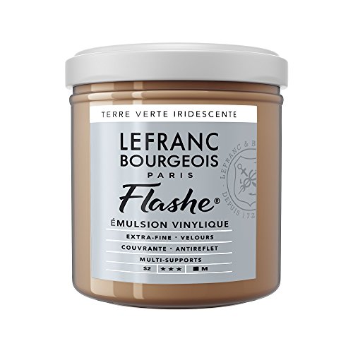 Lefranc Bourgeois Flashe, Extra-Fine Acrylic Vinyl Emulsion, Artists Quality, Green Earth Iridescent, 125ml Pot
