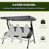 Outsunny Hollywoodschaukel, 3-Sitzer Gartenschaukel - 6