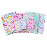 Pretty Pack Co Poly Mailers Variety Pack, Pink Hearts and Rainbow Patterns, Plastic Shipping Envelopes, Self-Adhesive, 6x9, 10x13, 14.5x19 Inches, Business Mailing (36)