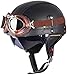 Produktbild Retro Helm Motorradhelm Lederhelm Jethelme Vintage Mopedhelm Mit Brille ECE Zertifiziert Motorradkreuzer-Rollerhelm im Deutschen Stil (Eisenhaltig,S/55-56cm)