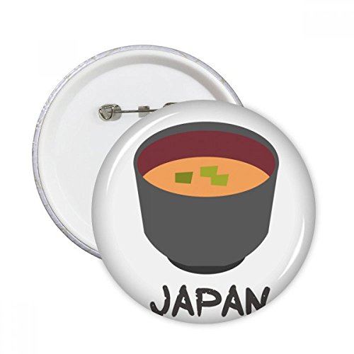 Badge soupe Miso japonaise ronde x5 - Broche bouton multicolore taille M pour vêtements