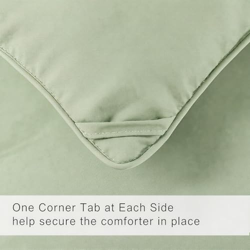 Image of COHOME Premium King Size Comforter, All-Season Quilted Down Alternative Duvet Insert, Luxury Hotel GentleSoft Comforter with Anti-Clump Tech & 8 Tabs - Reversible - Sage Green 90x102 inches