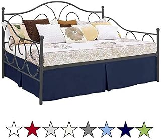 Pleated Bed Skirt with Split Corners for Daybeds - Three Side Coverage