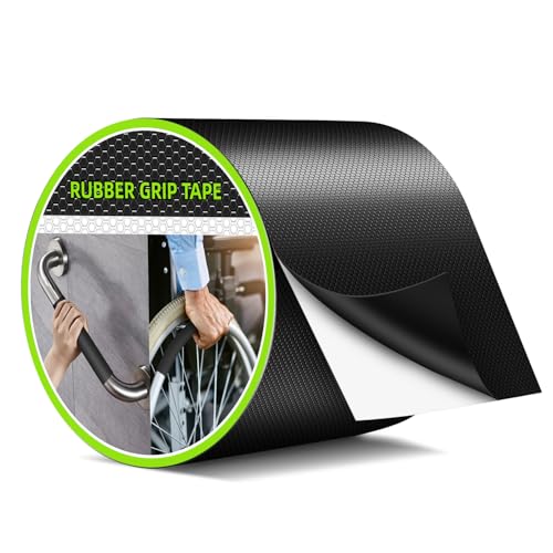 Aobrill Rubber Grip Tape, Non Slip Tape, Enhanced Textured Super Strong Adhesive for Secure Hold & Friction-Ideal for Tools, Gadgets, DIY & More (Black, 4In x 10Ft)