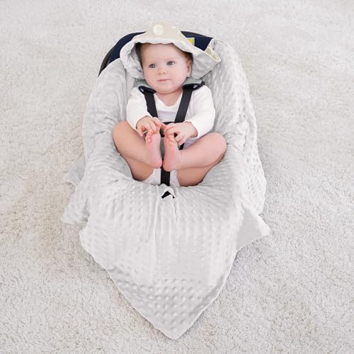 Bearmoss Einschlagdecke Babyschale Decke Kinderwagen Kinderwagen und Kindersitze universal Baby Babydecke für Buggy Autositz Ganzjahresdecke 90x90cm (Aprikosenmond)