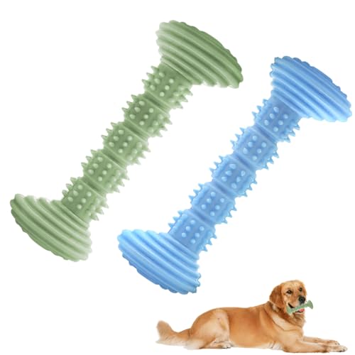 lyualma 2 Piezas Juguete Masticador de Perro Juguetes Morder para Perros Juguete para Entrenamiento de Perro de Goma Forma de Hueso para Perros Pequeños Cuidado Dental