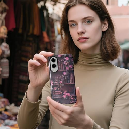 DAIZAG Case for Samsung Galaxy S25 Edge,Mixed 2 Layer Design Shockproof Soft TPU Ddouble Protection Phone Case for Samsung Galaxy S25 Edge-Vintage Bookshelf Rose - image 7