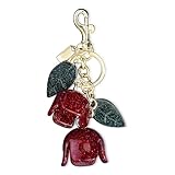 lonmajins Bag Charms for Women,Cute Flowers Purse Keychain,Handbag Charm,Key Chains Accessories Decor for Women Gifts-Red