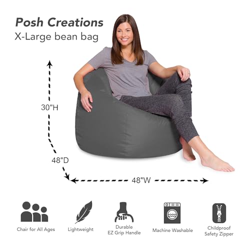 Posh Bean Bag Chair for Children, Teens & Adults - 35", Heather Gray - Thumbnail 3