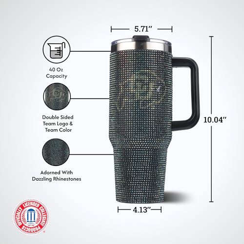 Image of The Memory Company Officially Licensed NCAA 40oz Rhinestone Game Day Tumbler, Stainless Steel Water Bottle with Lid & Straw, Vacuum Insulated, For Hot & Cold Drinks, University of Colorado, Boulder